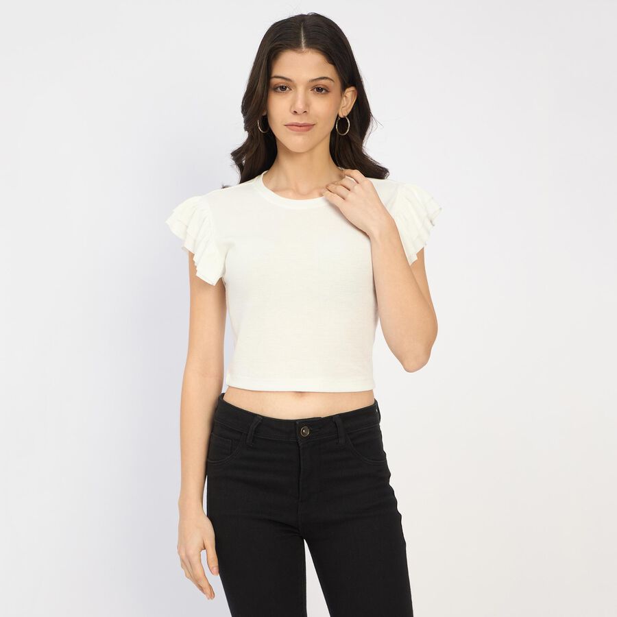 Ladies'  Crop  Top, White, large image number null