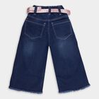 Girls' Deep Indigo Flared Fit Embellished Jeans, मध्यम नीला, small image number null