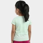 Girls' Light Green Cotton Round Neck Graphic T-Shirt, हल्का हरा, small