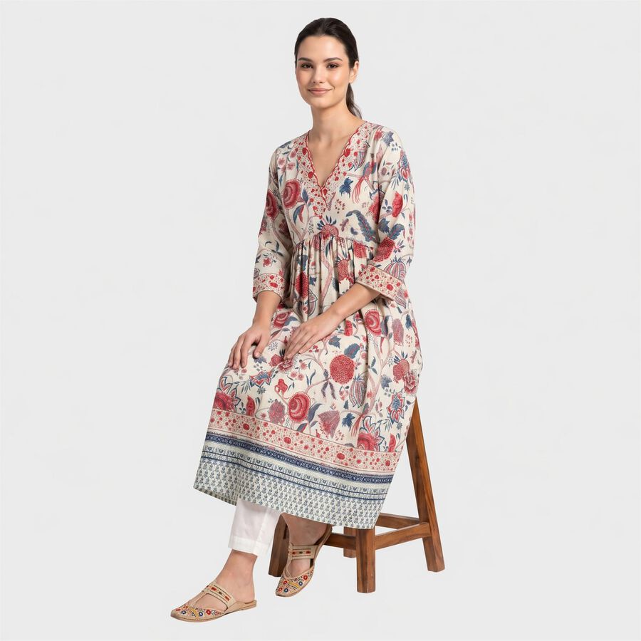 Women's Light Pink Cotton Kurta, Light Pink, large