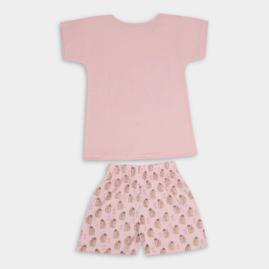 Girls' Night Suit, हल्का गुलाबी, large image number null