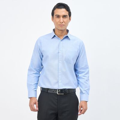 Men's Light Blue Spread Collar Formal Shirt