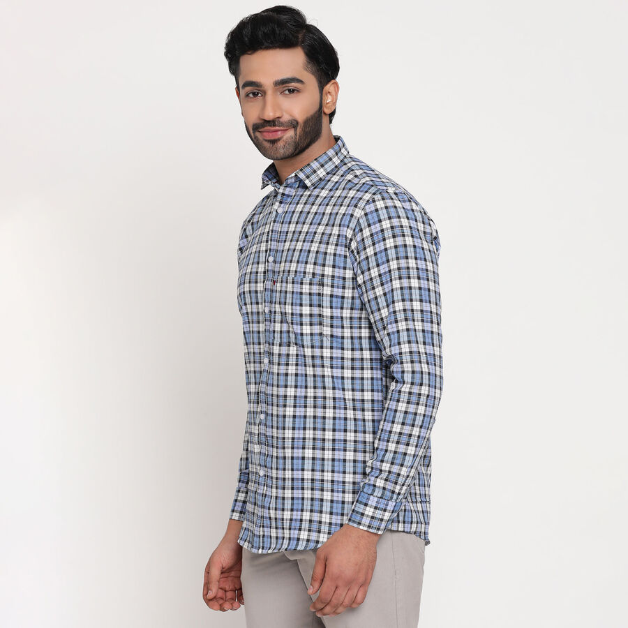Checks Casual Shirt, मध्यम नीला, large image number null