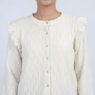 Women's Off-White Round Neck Classic Top, ऑफ व्हाइट, small