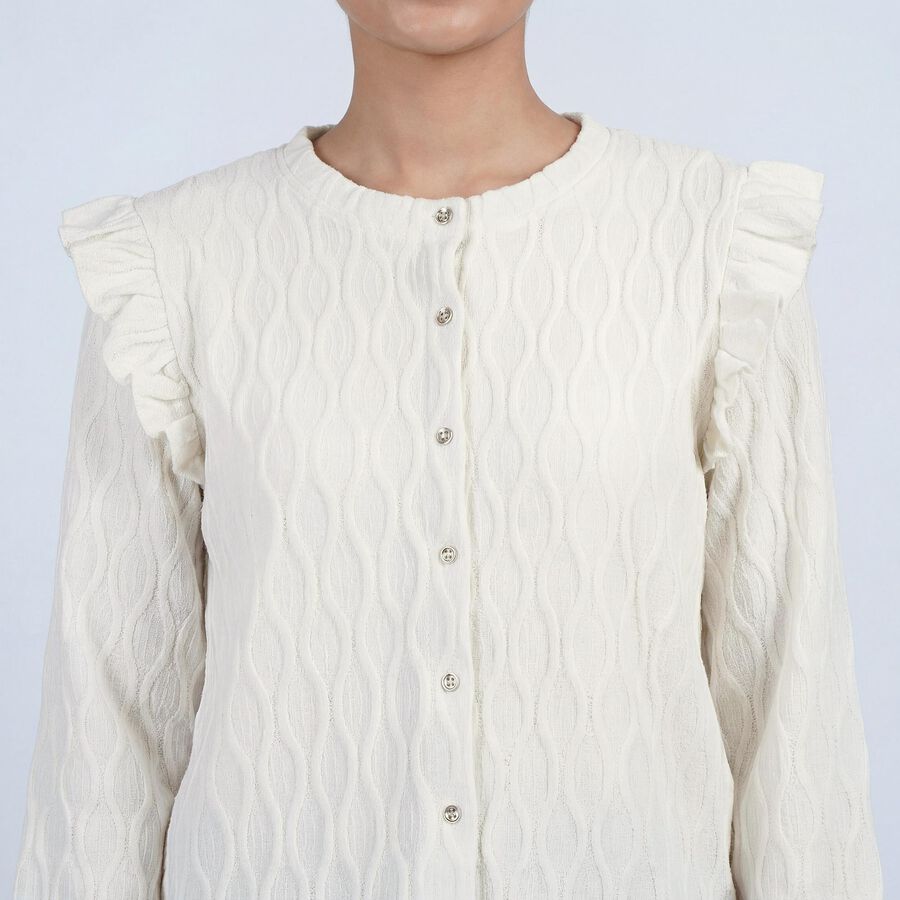 Women's Off-White Round Neck Classic Top, ऑफ व्हाइट, large