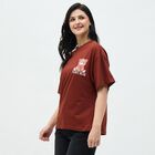 Women's Deep Rust Brown Cotton Round Neck Casual T-Shirt, Rust, small