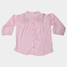 Girls' Pink Round Neck Regular Blouse, Light Pink, small