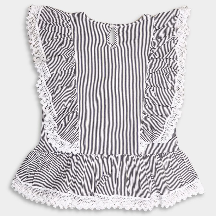 Girls' Blouse, Mid Blue, large image number null