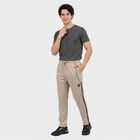 Men's Grey Tapered Fit Side-Striped Track Pants, Light Grey, small
