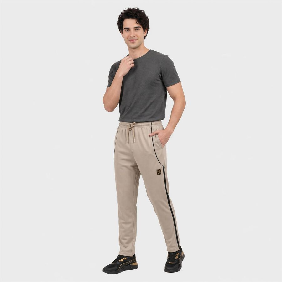 Men's Grey Tapered Fit Side-Striped Track Pants, Light Grey, large