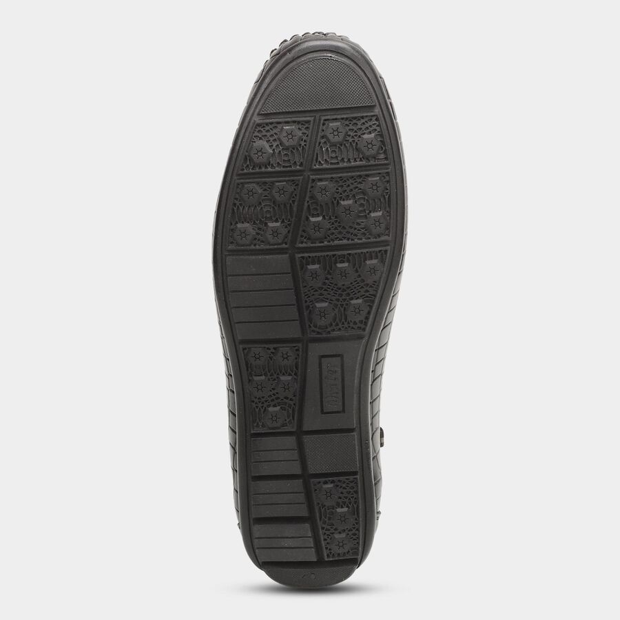 Men's Jet Black Slip-On Formal Loafers, काला, large image number null