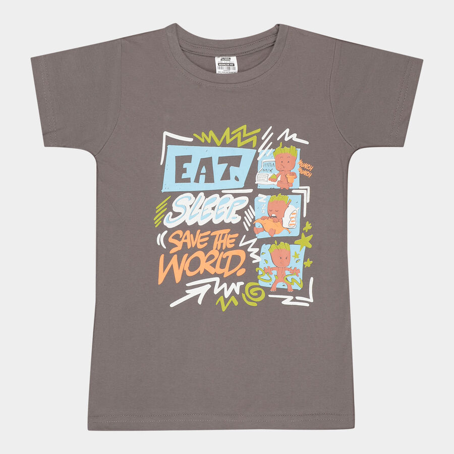 Boys Cotton T-Shirt, Charcoal, large image number null