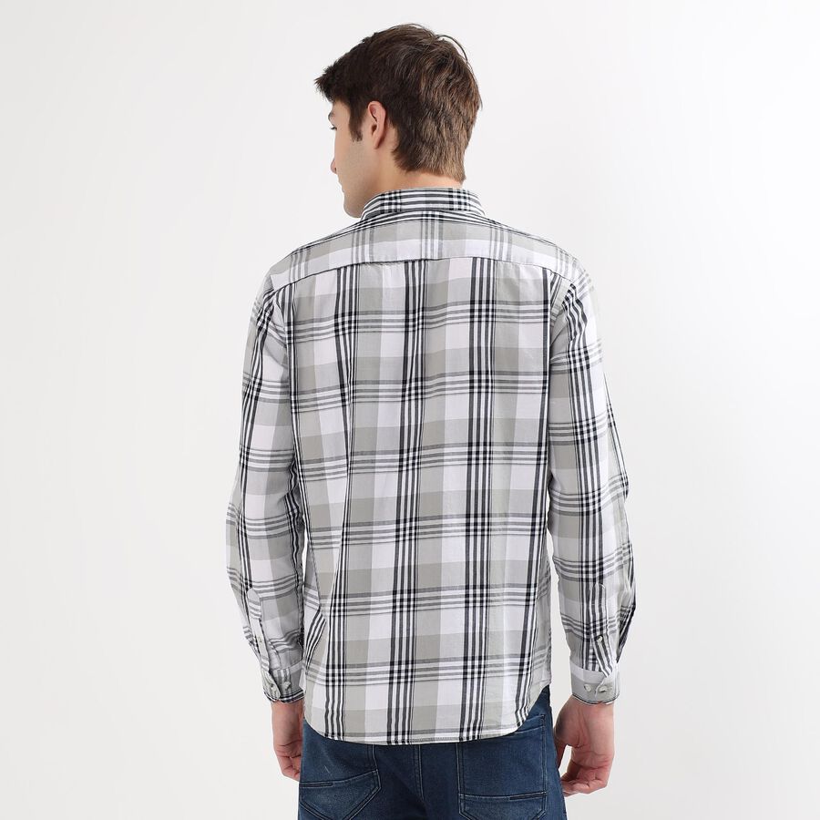 Men's 100% Cotton Regular Collar Casual Shirt, Light Grey, large