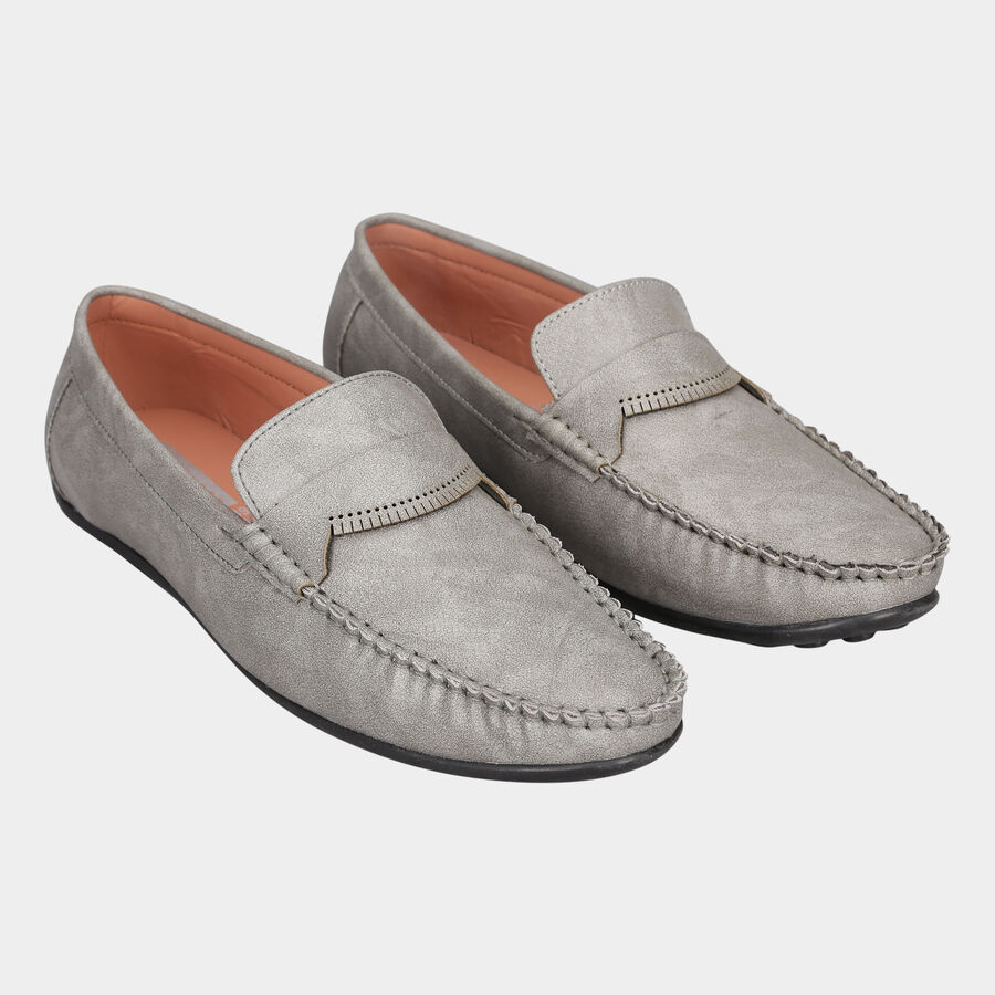 Grey leather hotsell loafers mens