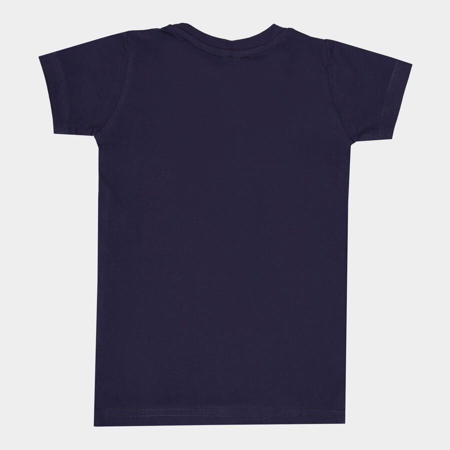 Boys Cotton Stripes T-Shirt, Navy Blue, large image number null