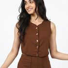 Women's Brown Solid Ethnic Co-ord Set, Brown, small