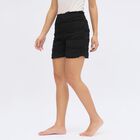 Ladies' Black Textured Elastic Waist Shorts, Black, small image number null