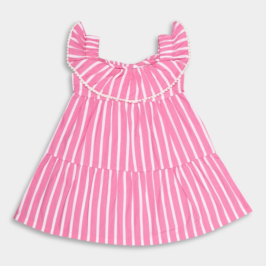 Infant Girl's Cotton Frock, Pink, large image number null