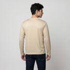 Men's Beige Round Neck Regular T-Shirt, गहरा पीला, small