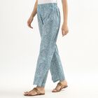 Women's Muted Steel Blue Slim Fit Chevron Printed Palazzos, Mid Blue, small image number null