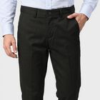 Men's Black Flat-Front Formal Trousers, Black, small