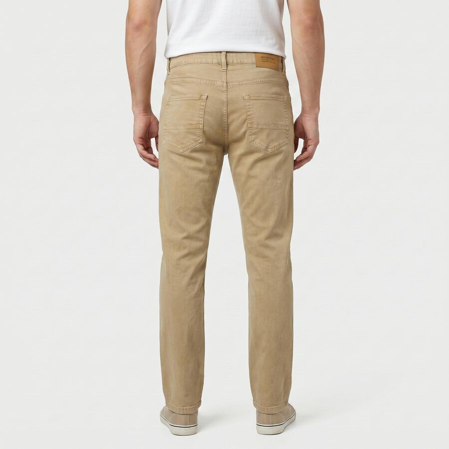 Men's Khaki Straight Fit Solid Jeans, Khaki, large