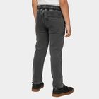 Boys' Washed Black Regular Fit Elastic Waist Jeans, चारकोल, small
