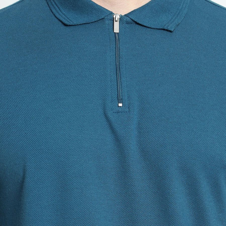 Men's Collared Half Sleeves T-Shirt , टील ब्लू, large image number null