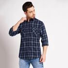 Cotton Checks Casual Shirt, Dark Blue, small image number null