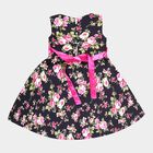 Girls Cotton Printed Frock, Navy Blue, small image number null