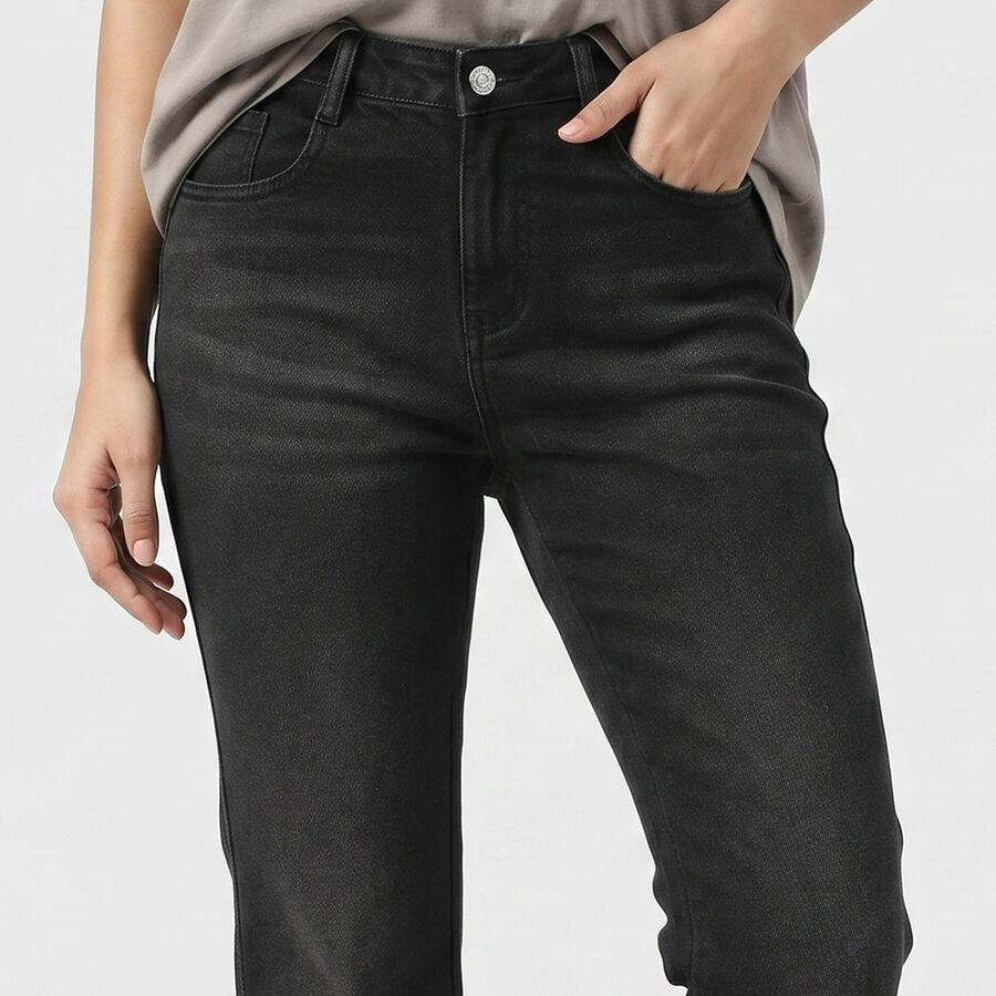 Women's Dark Grey Bootcut Fit Snap Hem Jeans, गहरा ग्रे, large