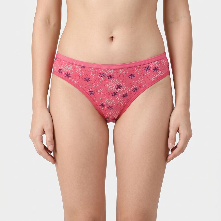 Ladies' Pink Bikini Fit Printed Panty, Pink, large