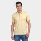 Men's Yellow Cotton Polo Neck Classic T-Shirt, Yellow, small
