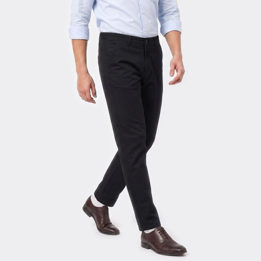 Men's Navy Blue Slim Fit Chino Trousers, नेवी ब्लू, large