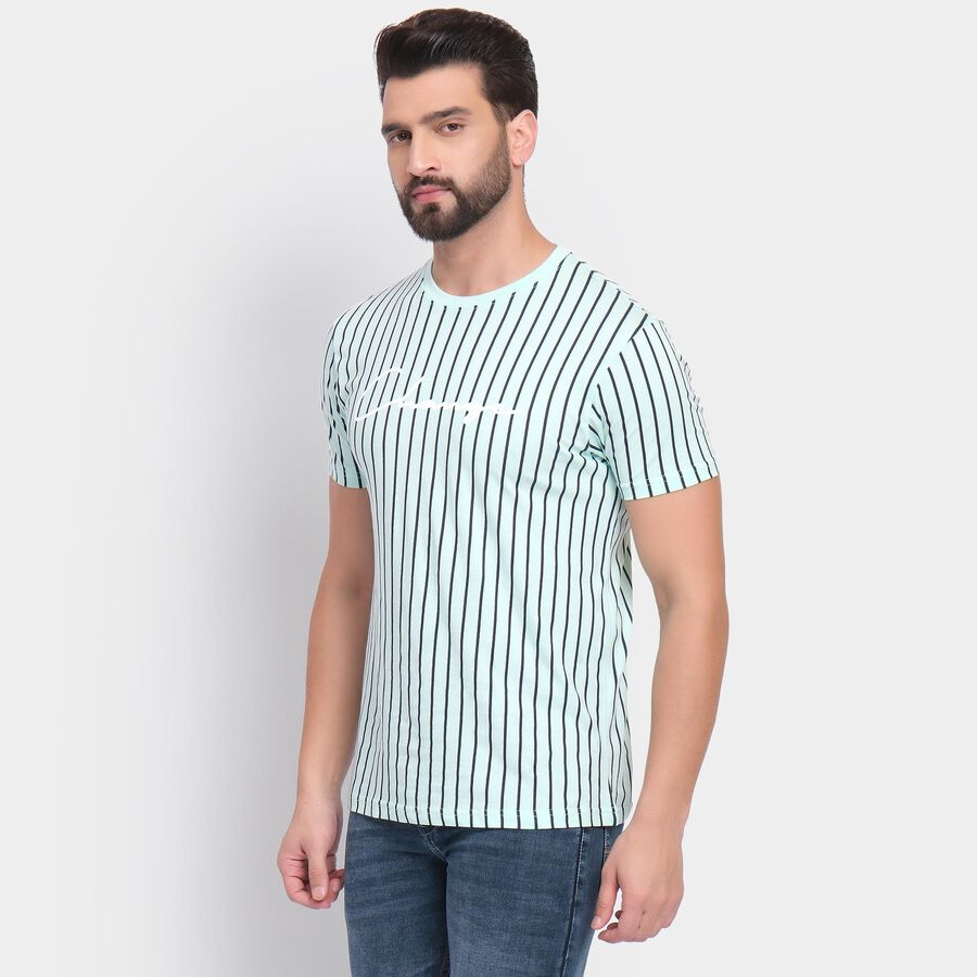 Men's 100% Cotton Round Neck Half Sleeves T-Shirt , Aqua, large