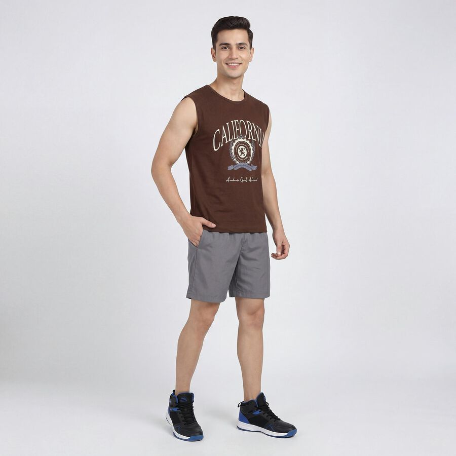 Men's Brown Cotton Crew Neck Casual T-Shirt, Brown, large