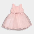 Girls' Soft Pink Sequin Bow Sleeveless Party Frock, Light Pink, small image number null