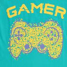 Boys Bright Turquoise Cotton Round Neck Casual T-Shirt, Dark Green, small