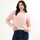 Women's Light Pink High Neck Casual Cardigan, हल्का गुलाबी, small image number null