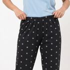 Women's Dark Grey Straight Fit Star Printed Pyjama, Dark Grey, small