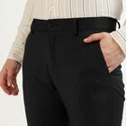 Men's Charcoal Black Slim Fit Pinstriped Formal Trousers, चारकोल, small image number null