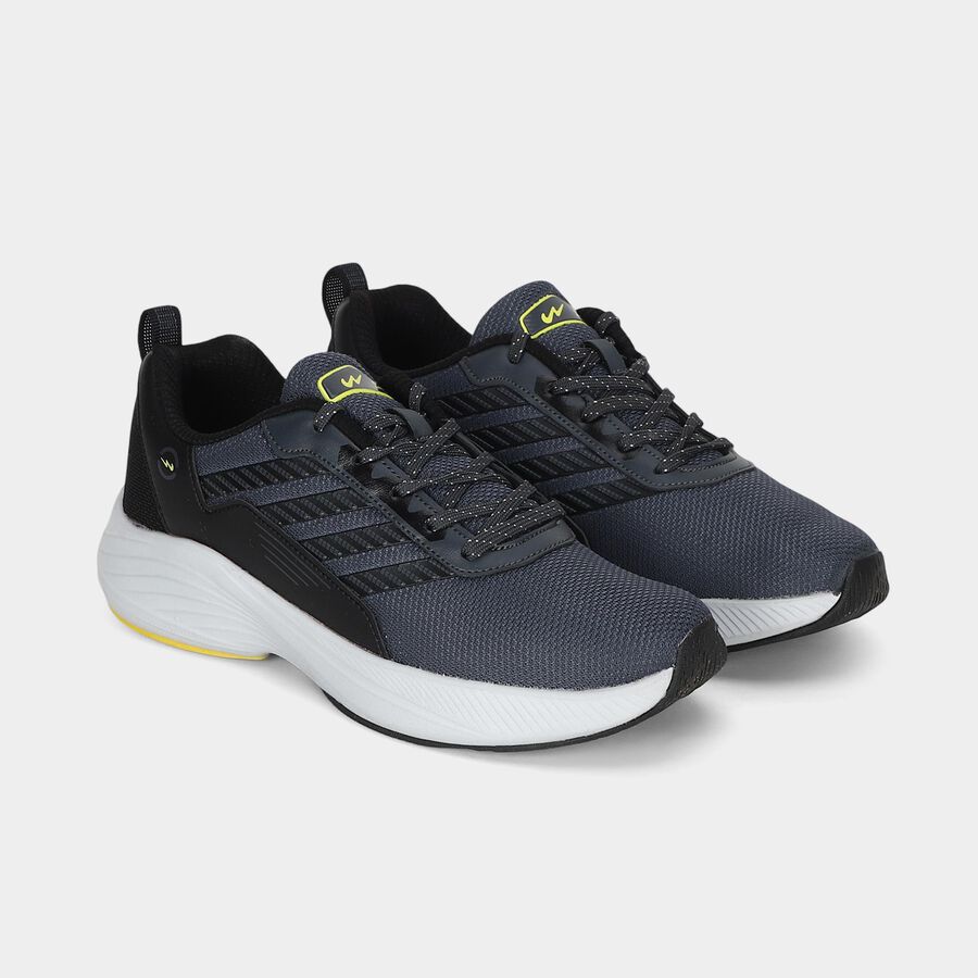 Men's Grey Lace-Up Sneakers, ग्रे, large