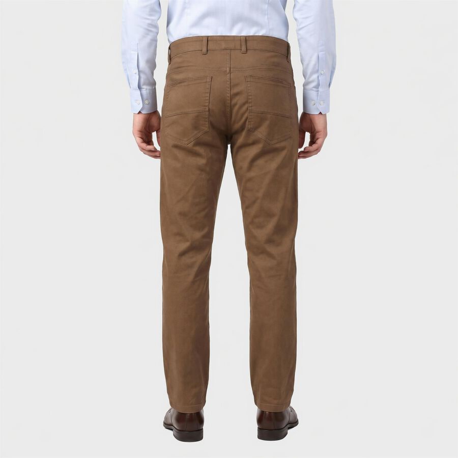 Men's Khaki Flat-Front Chino Trousers, खाकी, large