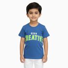 Boys Bright Royal Blue Cotton Round Neck Casual T-Shirt, Mid Blue, small image number null