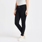 Basic Wash High Rise Skinny Jeans, काला, small image number null