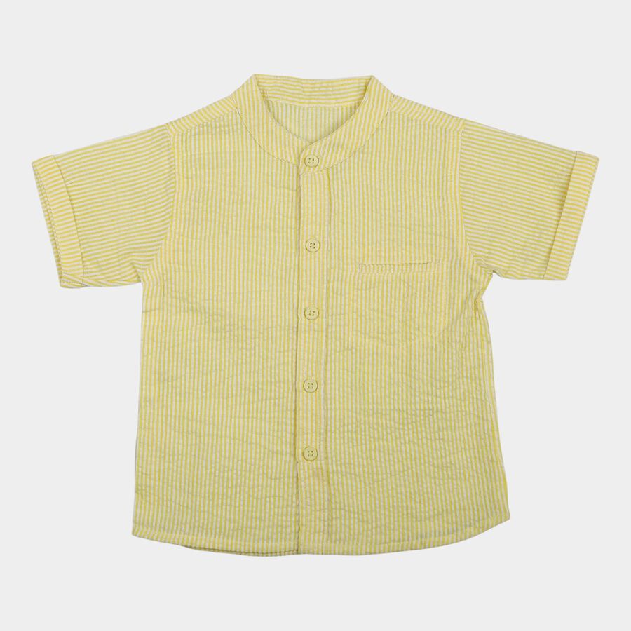 Infants Yellow Cotton Casual Shirt, Yellow, large