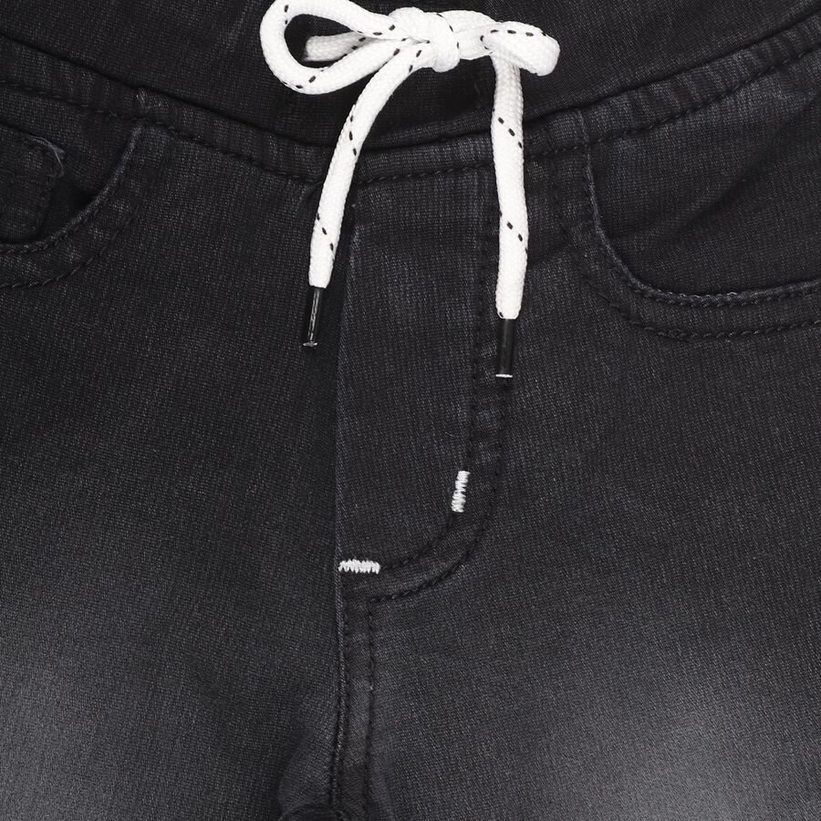 Boys Faded Black Regular Fit Elasticated Jeans, काला, large image number null