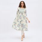Women's Light Blue Round Neck Embroidered Kurta, हल्का नीला, small image number null