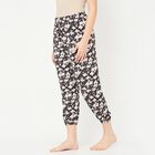 Women's Jet Black Relaxed Fit Elastic Waist Harem Pants, काला, small