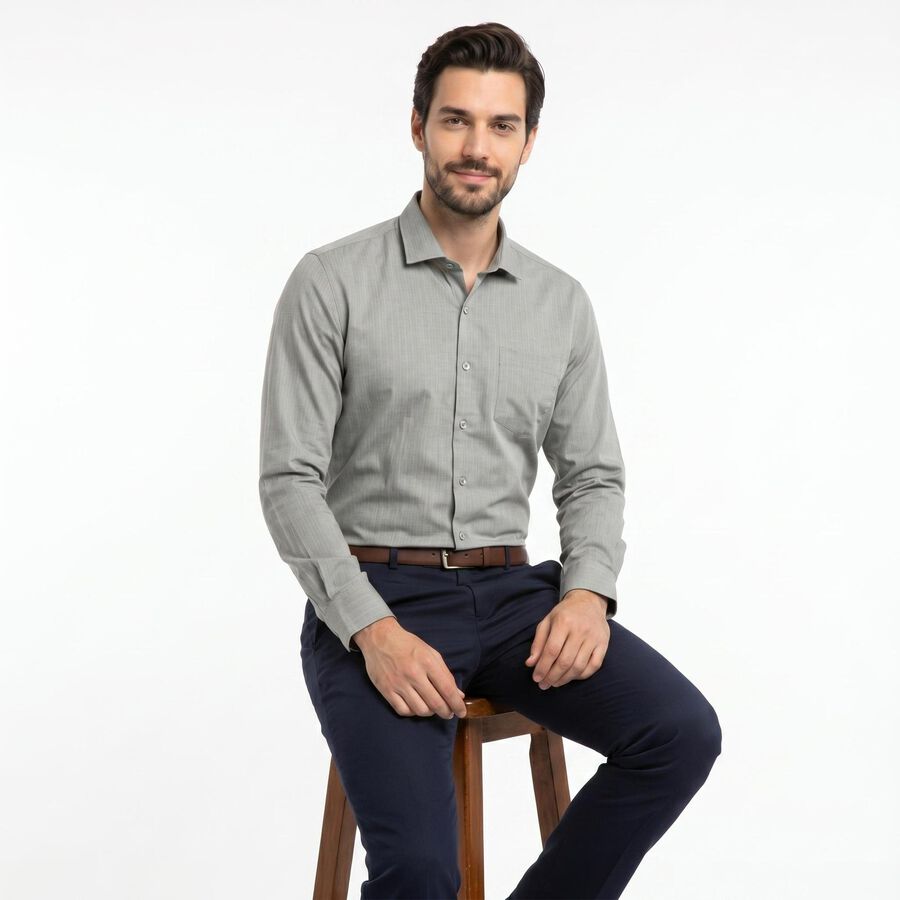 Men's Dark Grey Formal Shirt, Dark Grey, large